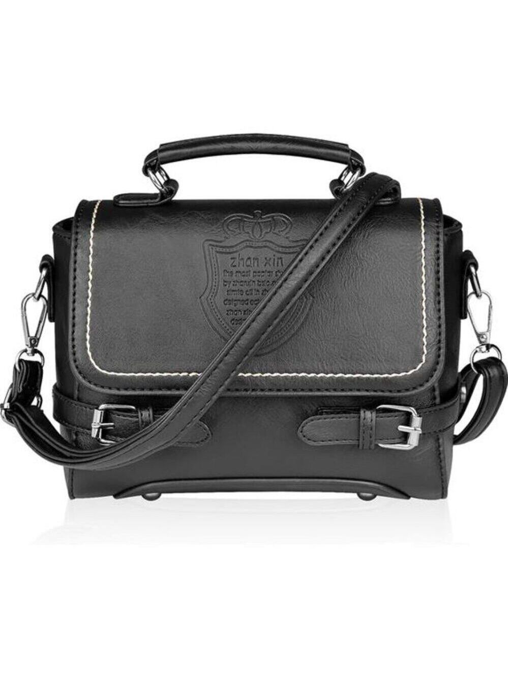 Cute Soft Black Vegan Leather Small Crossbody Purse Lightweight Everyday Handbag